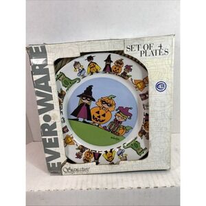 Vintage Ursula Dodge Goblins Halloween Plates Set 4 Signature Housewares 8”